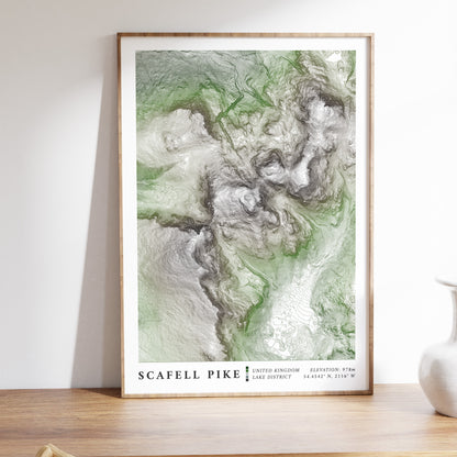 Scafell Pike Lake District Topographic Contour Map Print