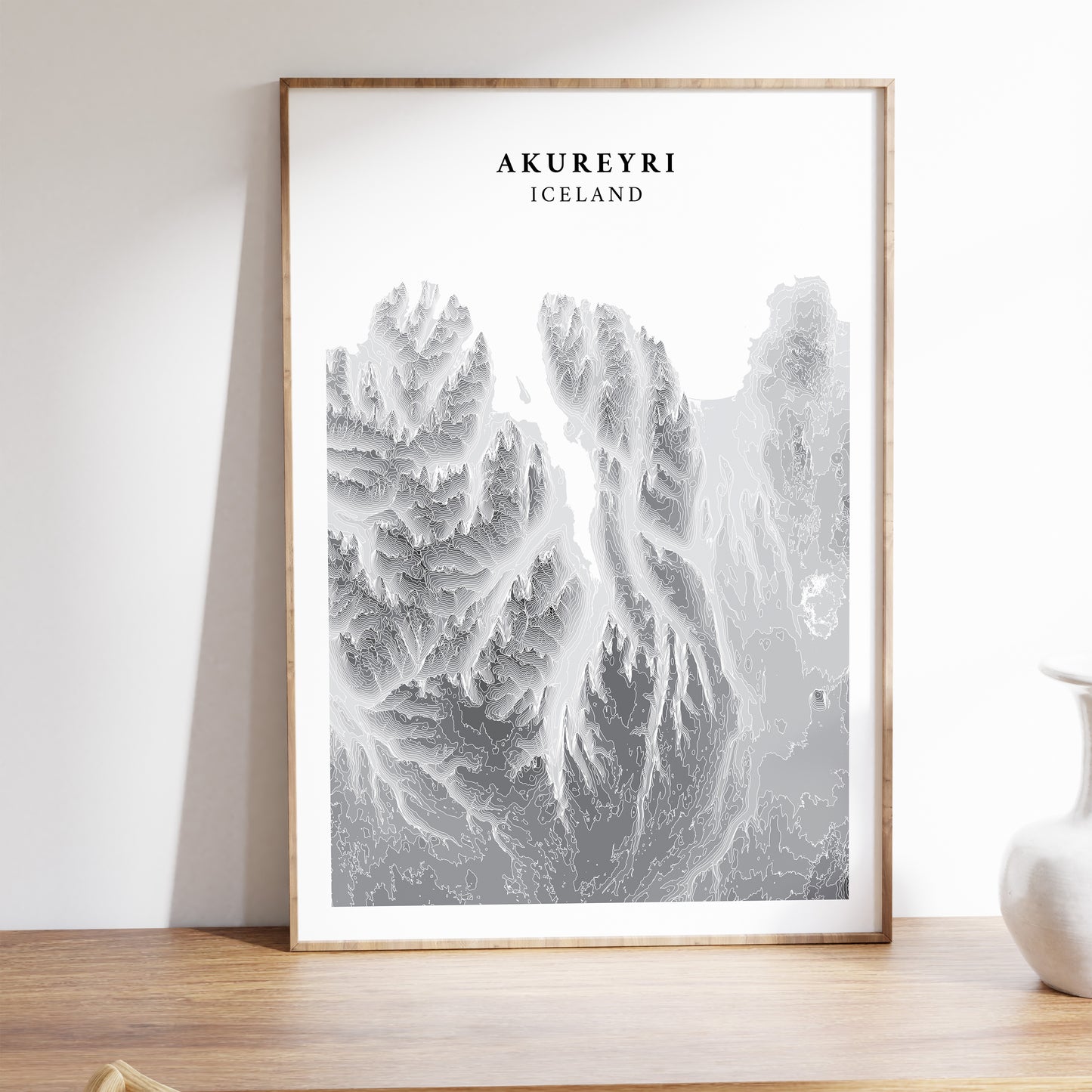 Akureyri North Iceland Topographic Map Print