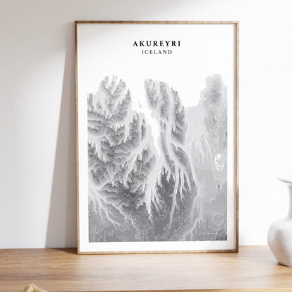 Akureyri North Iceland Topographic Map Print