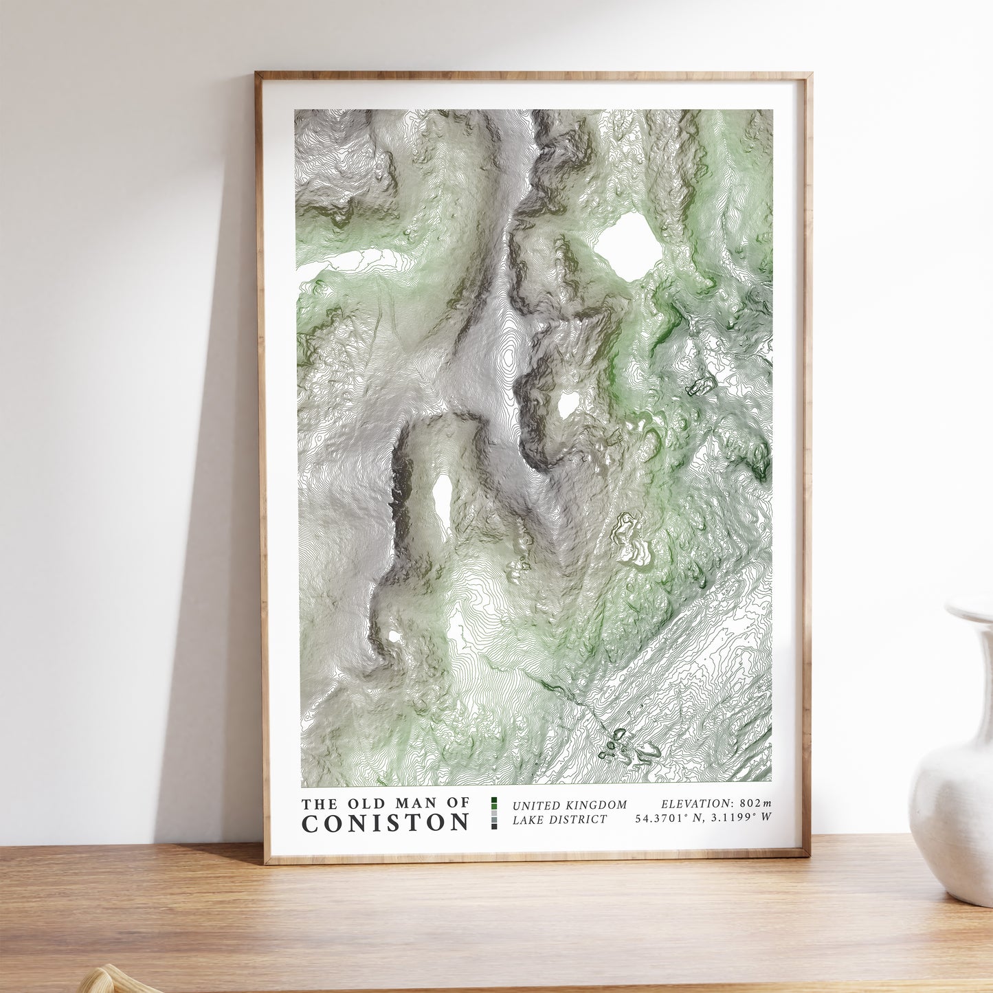 Old Man of Coniston Lake District Topographic Map Print