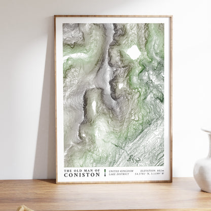 Old Man of Coniston Lake District Topographic Map Print