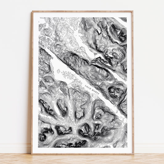 Loch Maree Scotland Topographic Contour Map Print