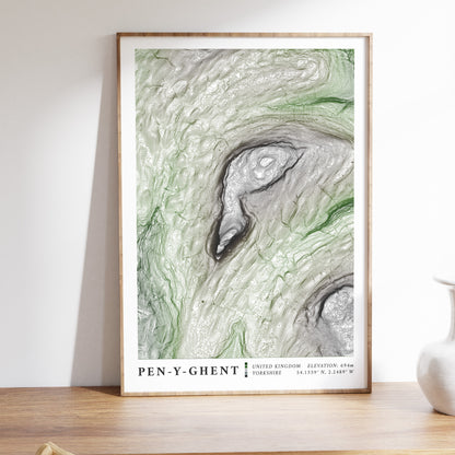 Pen-y-Ghent Map Print Yorkshire 3 Peaks Poster
